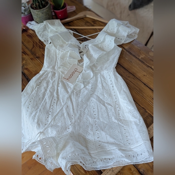 100.Nwt Choosy White Lace Romper - Picture 1 of 7